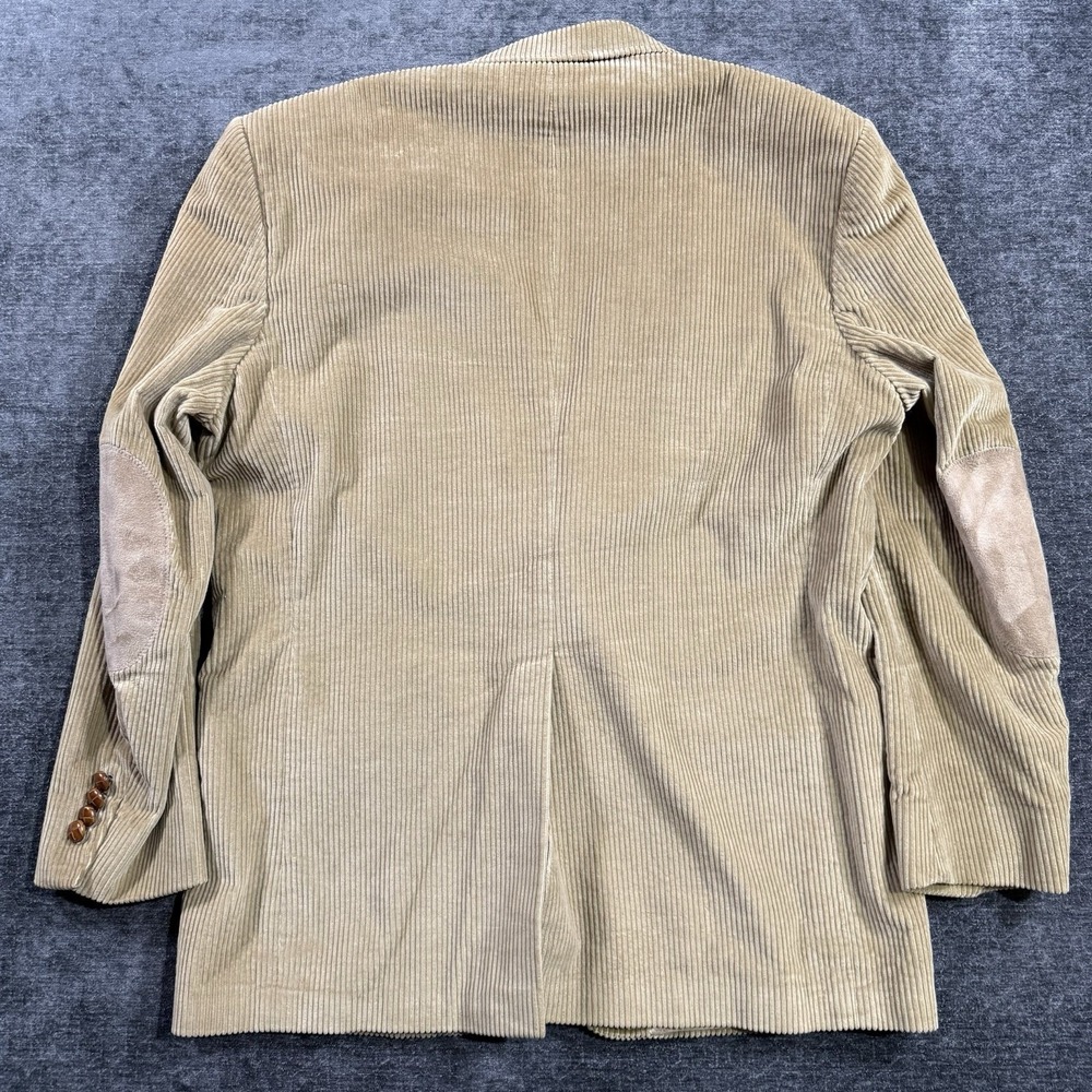 Vintage Lands End Blazer Mens 42R Tan Corduroy 2 Button Leather Elbow Pad Coat - Picture 2 of 13